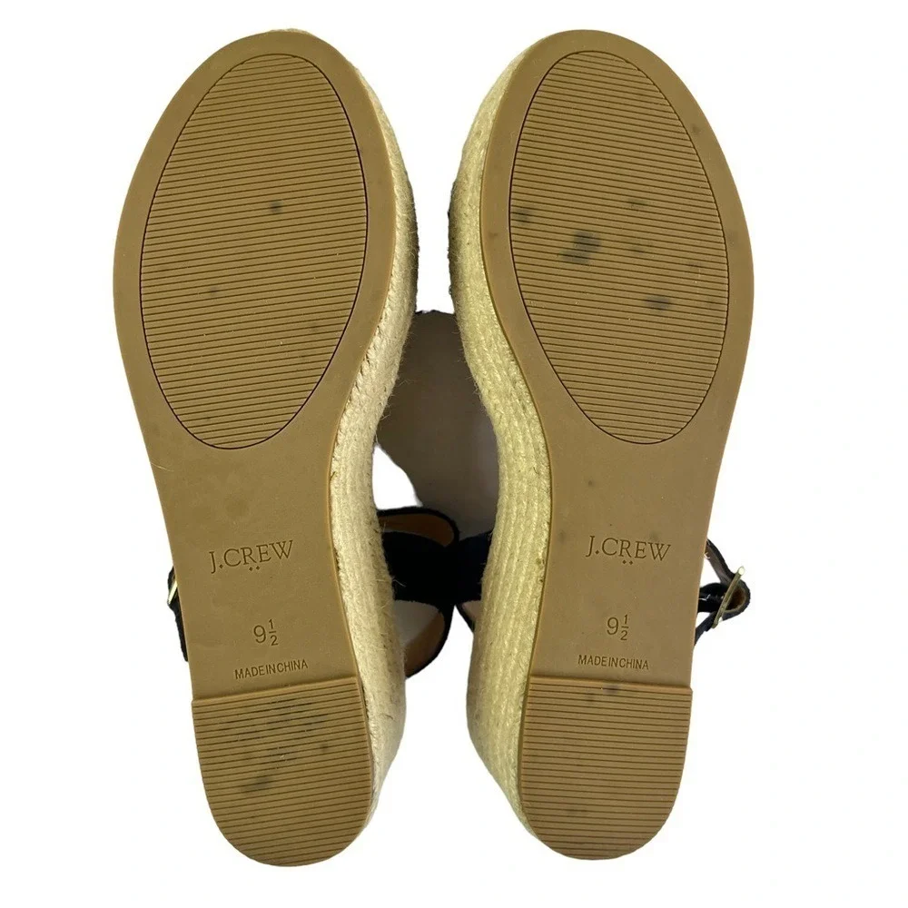 J. Crew Sandals‎ Womens Size 9.5 Blue Suede Leather Platform Espadrille Heels